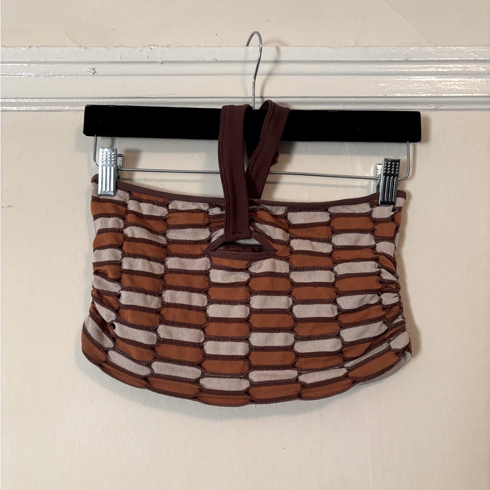 Brown/Tan/Orange Patterned Tube Top